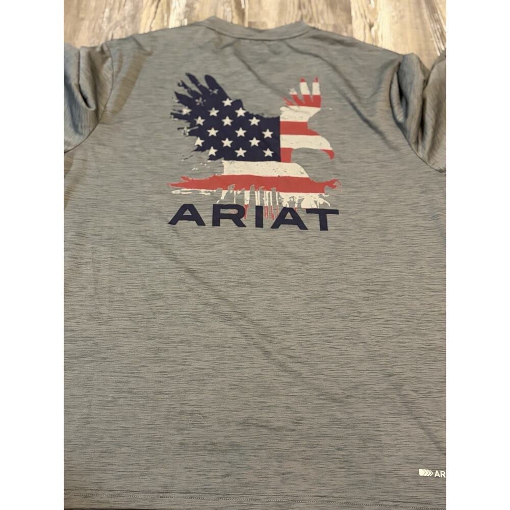 AriatTEK Heat Series Shirt Mens Large Gray American Flag Eagle Performance Tee